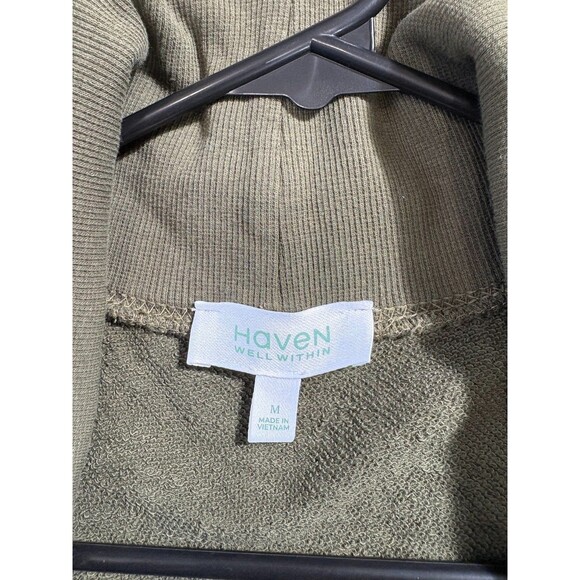 Haven Well Within Open Front Cardigan Jacket Olive Green Women's Size M - Picture 2 of 5